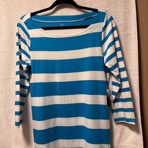 Chelsea & Theodore Striped Long Sleeve Top in Blue and White